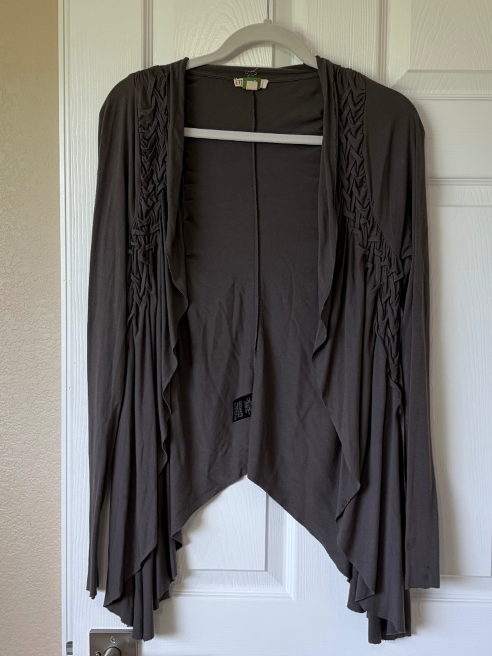 Anthropologie Ett:Twa Charcoal Braided Draped Cardigan XS